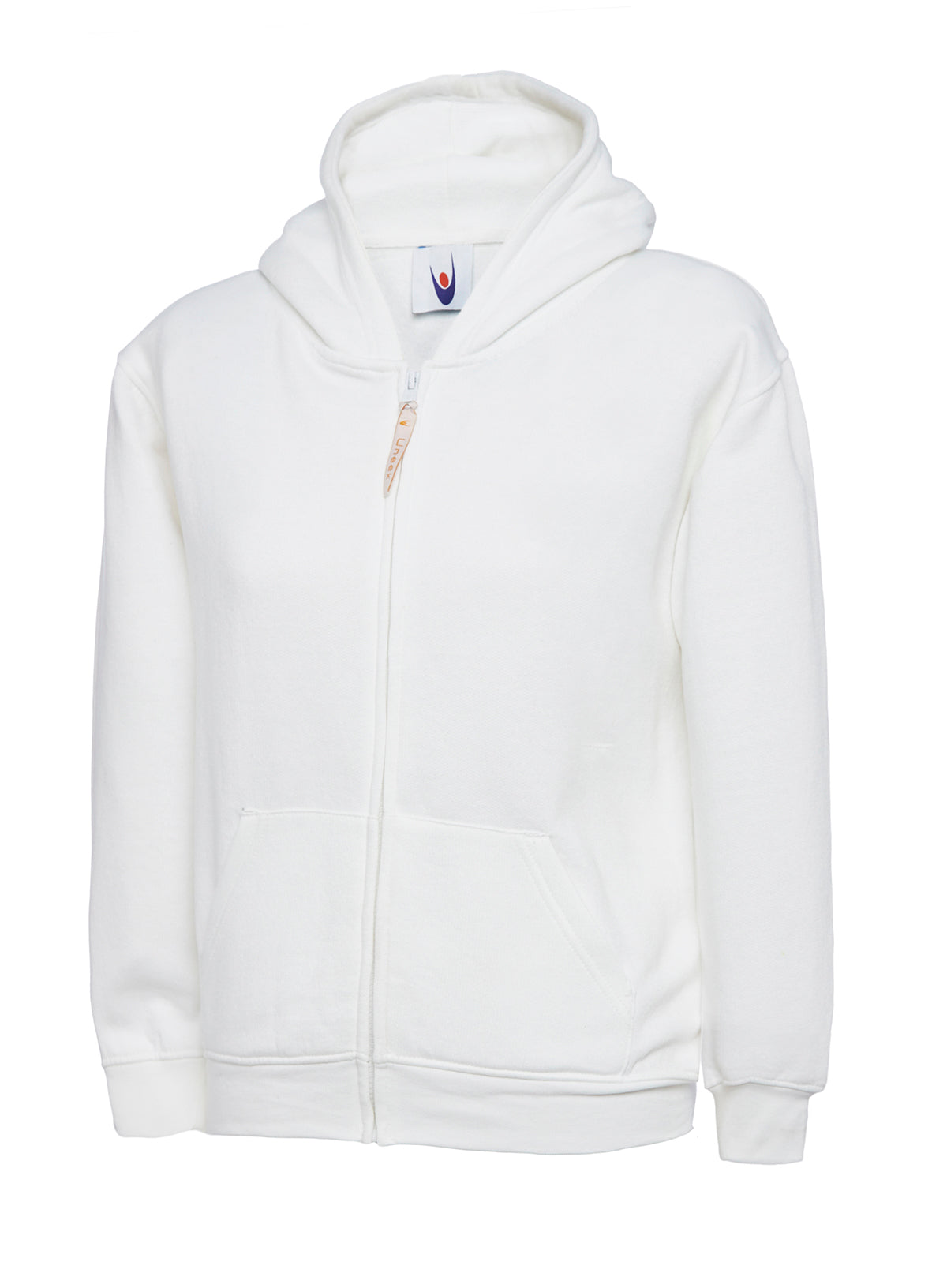 Uneek Childrens Classic Full Zip Hooded Sweatshirt in White