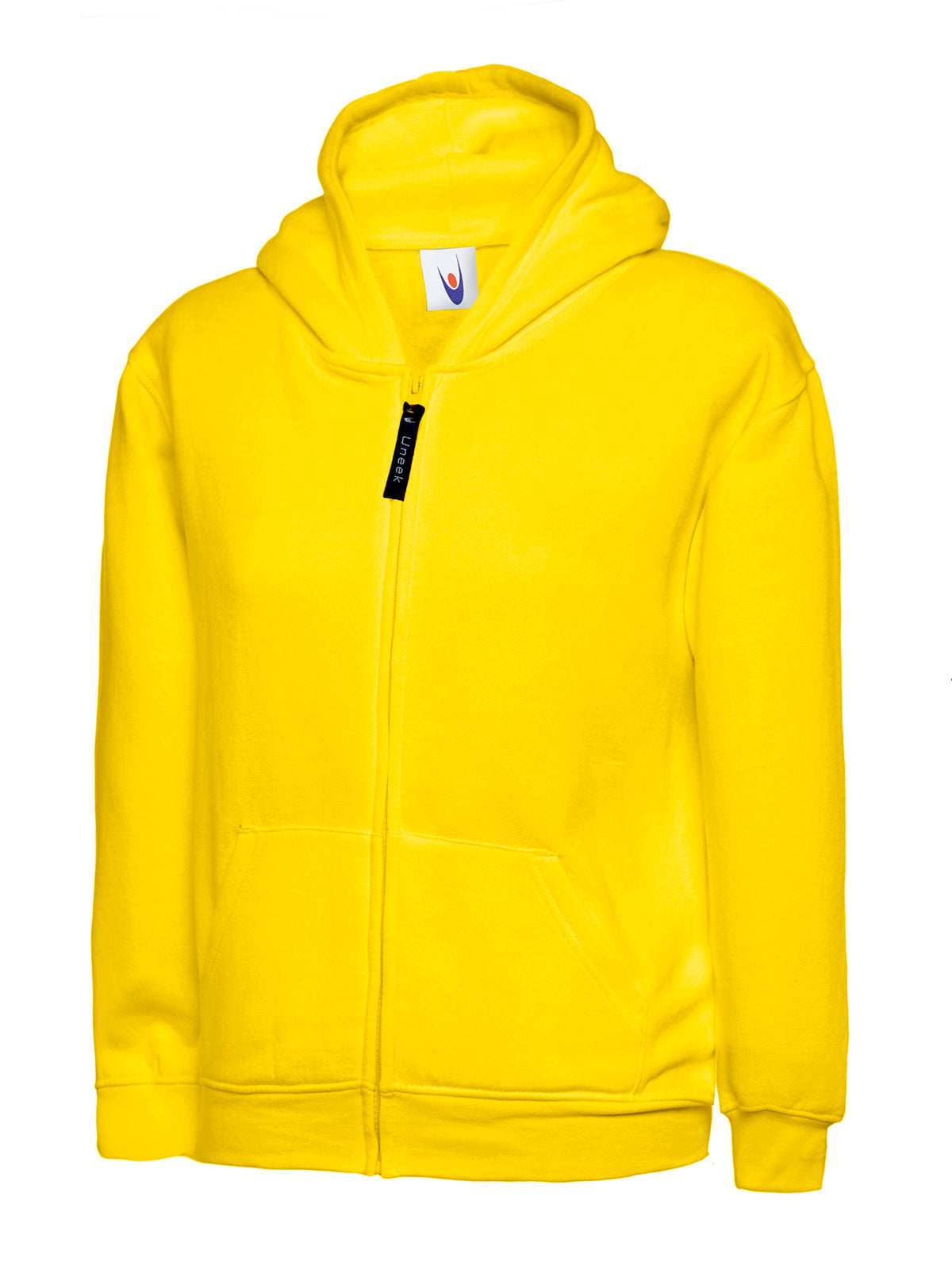Uneek Childrens Classic Full Zip Hooded Sweatshirt in Yellow