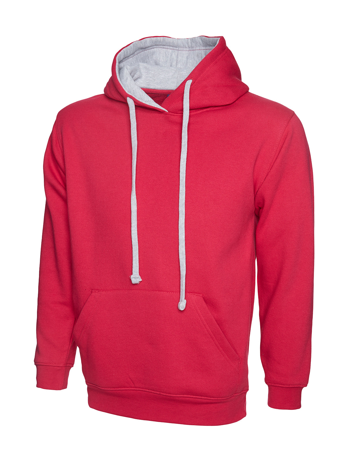 Uneek Contrast Hooded Sweatshirt in Fuchsia/Heather Grey