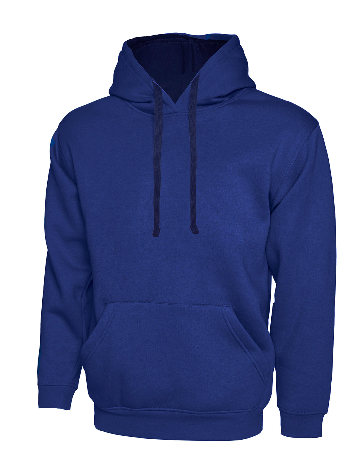 Uneek Contrast Hooded Sweatshirt in Royal/Navy