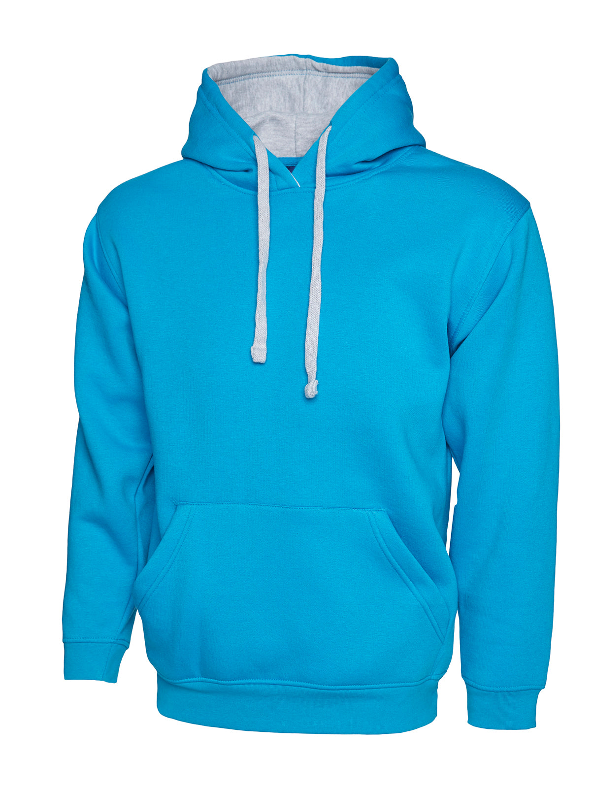 Uneek Contrast Hooded Sweatshirt in Sapphire/Heather Grey