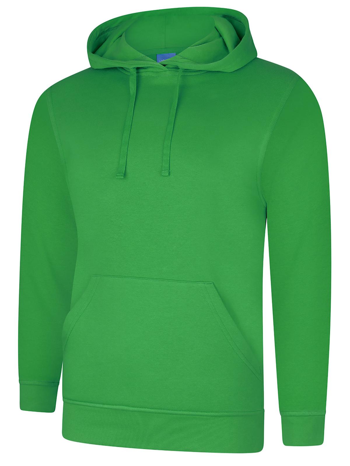 Uneek Deluxe Hooded Sweatshirt in Amazon Green, front view