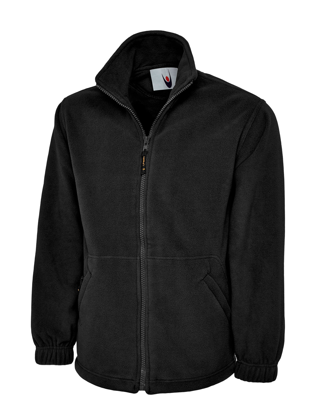 Uneek Heavyweight Full Zip Fleece Jacket in Black, back view
