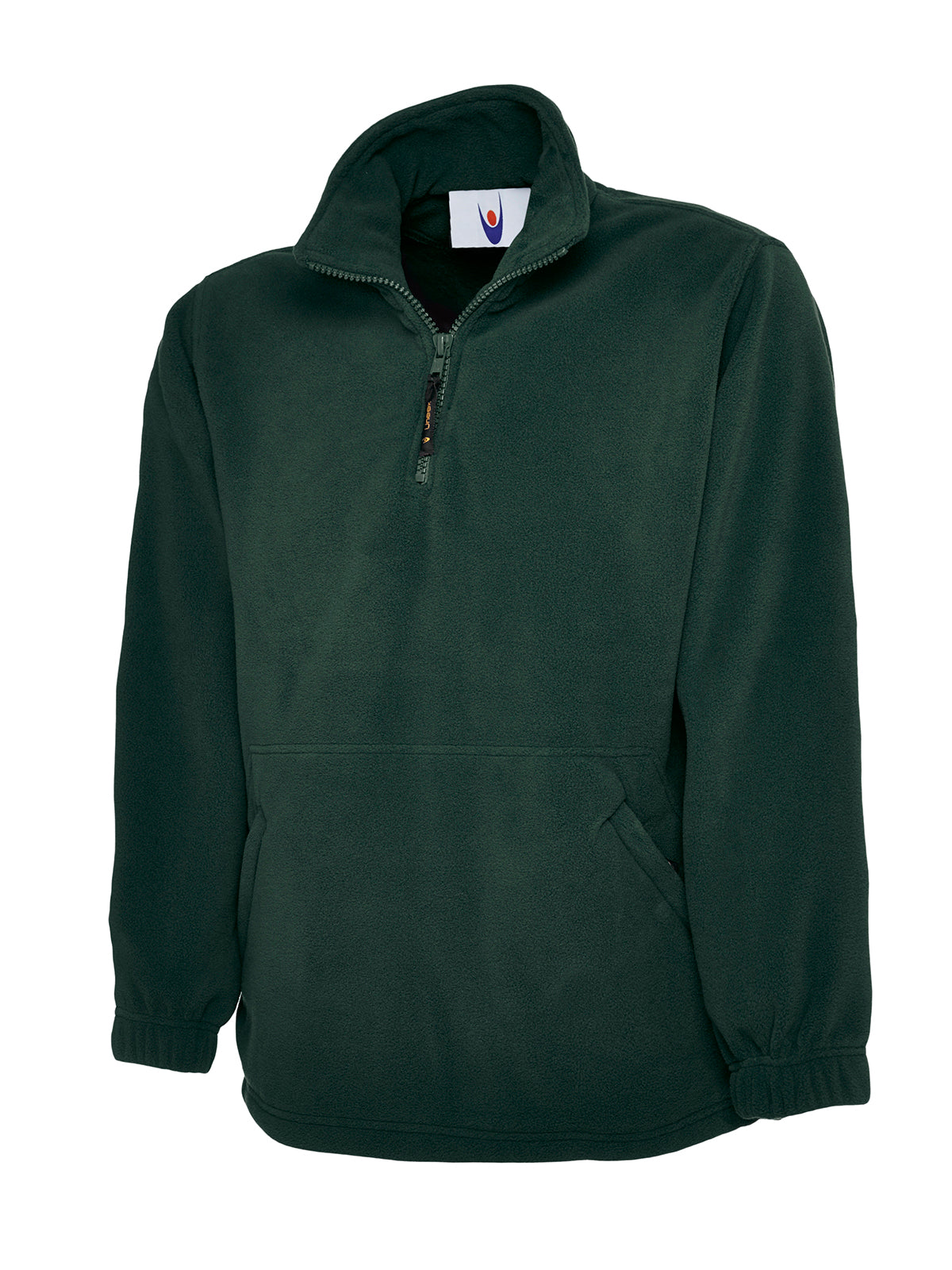 Uneek Classic Quarter Zip Fleece Jacket in Bottle Green, front view