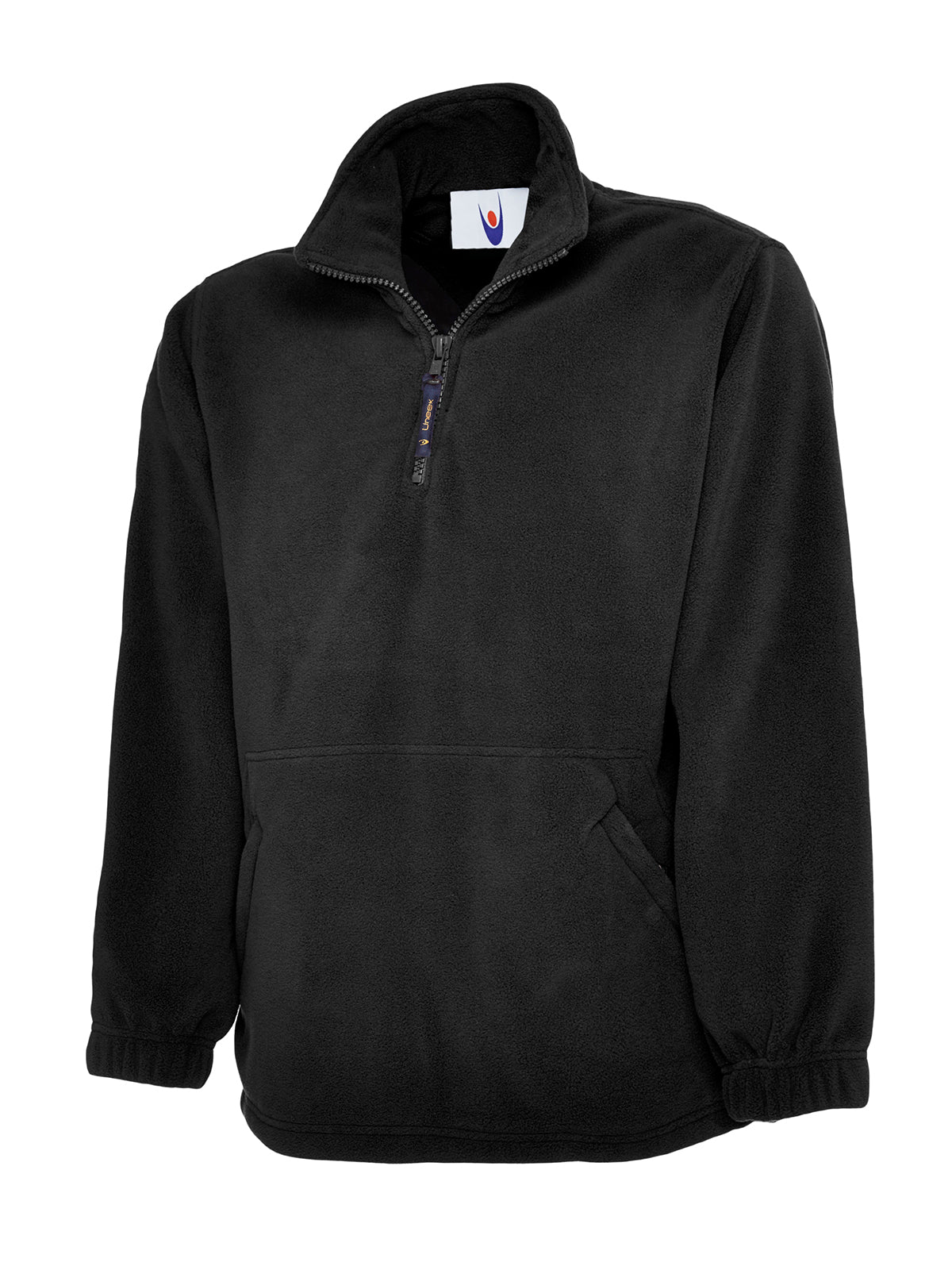 Uneek Classic Quarter Zip Fleece Jacket in Black, back view