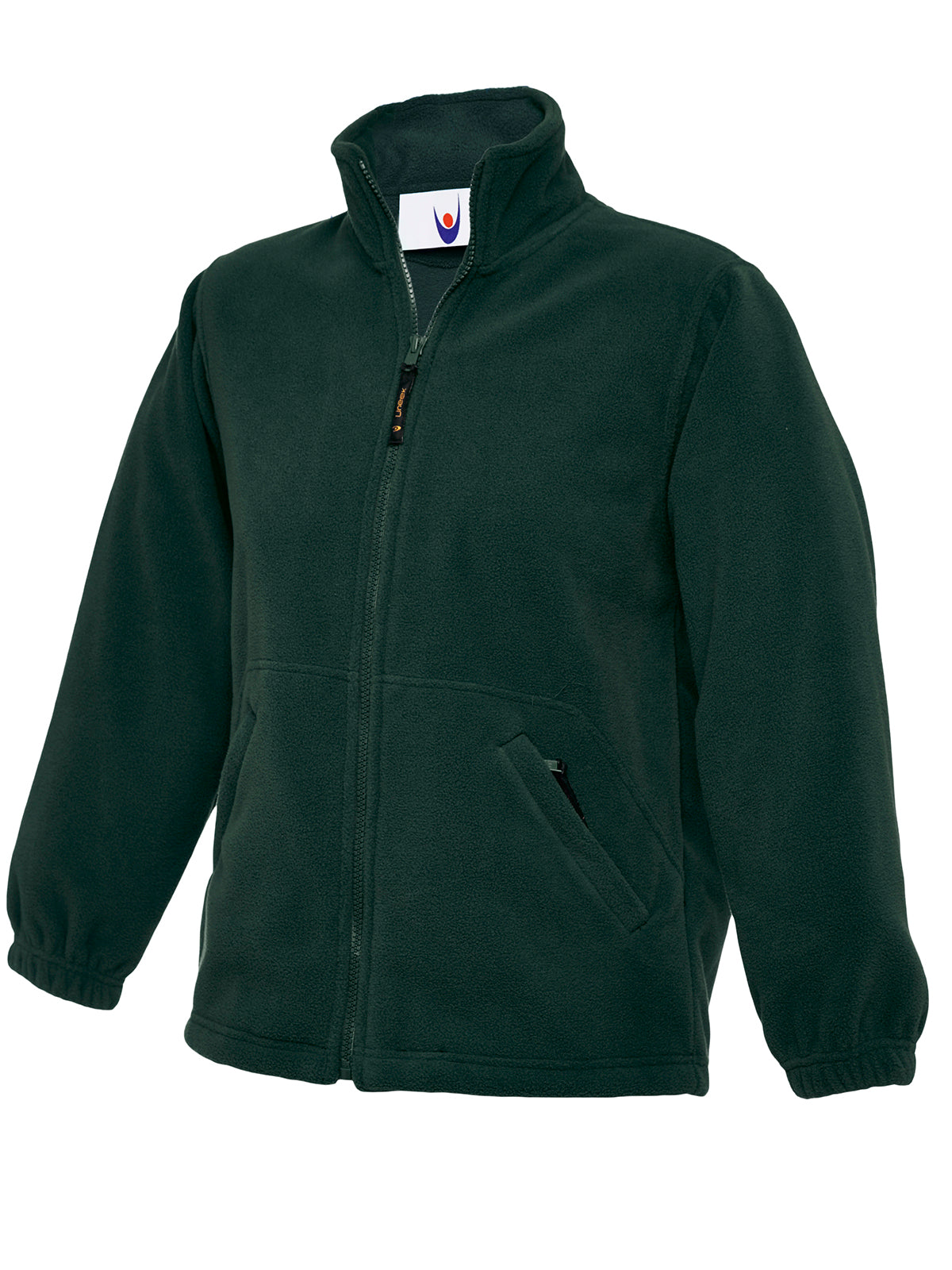 Uneek Childrens Classic Full Zip Fleece Jacket in Bottle Green, front view
