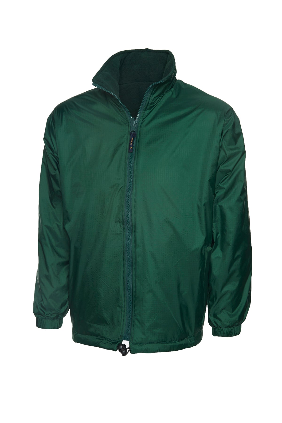 Uneek Classic Reversible Fleece Jacket in Bottle Green, front view