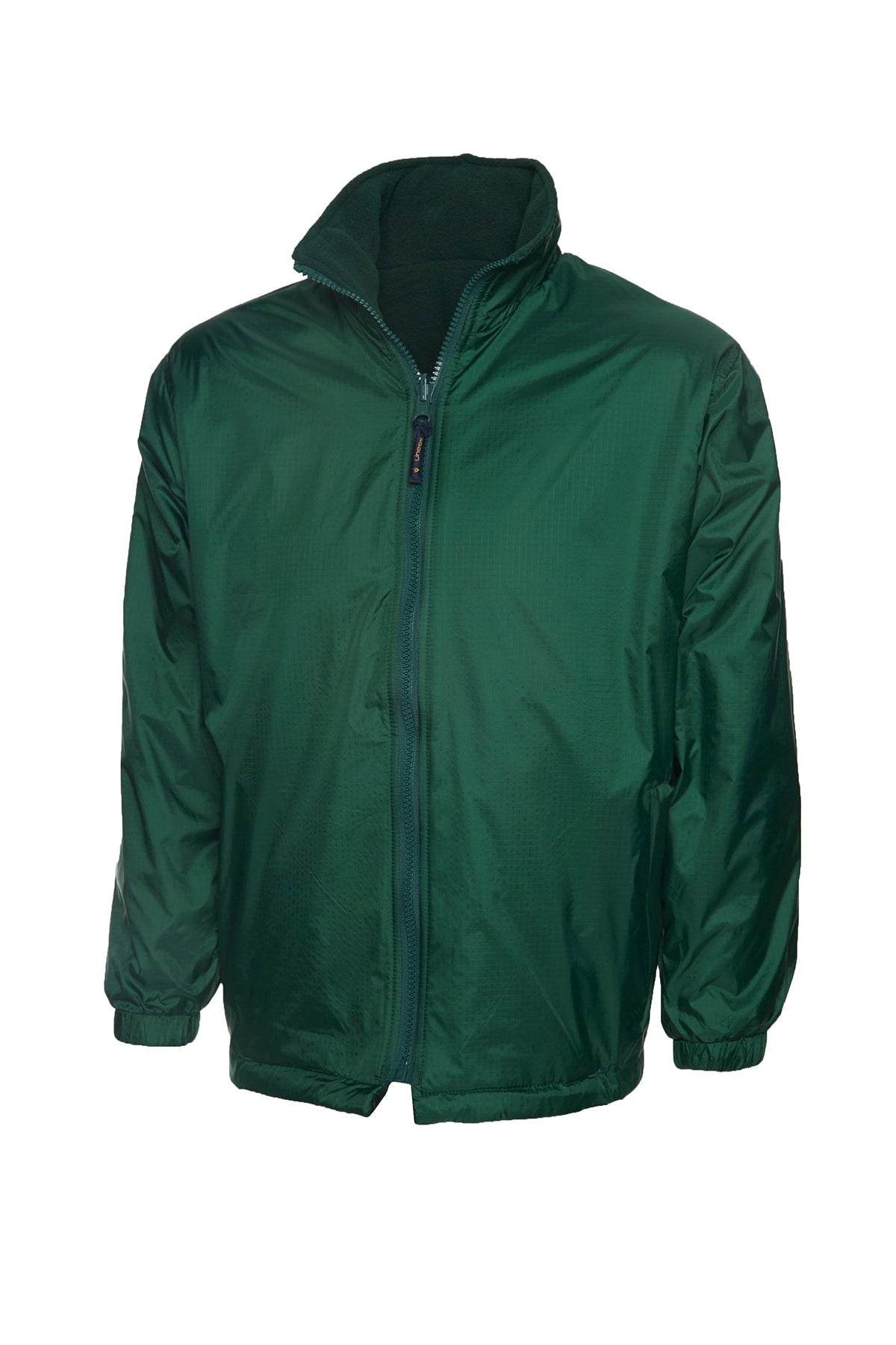 Uneek Childrens Reversible Fleece Jacket in Bottle Green, front view