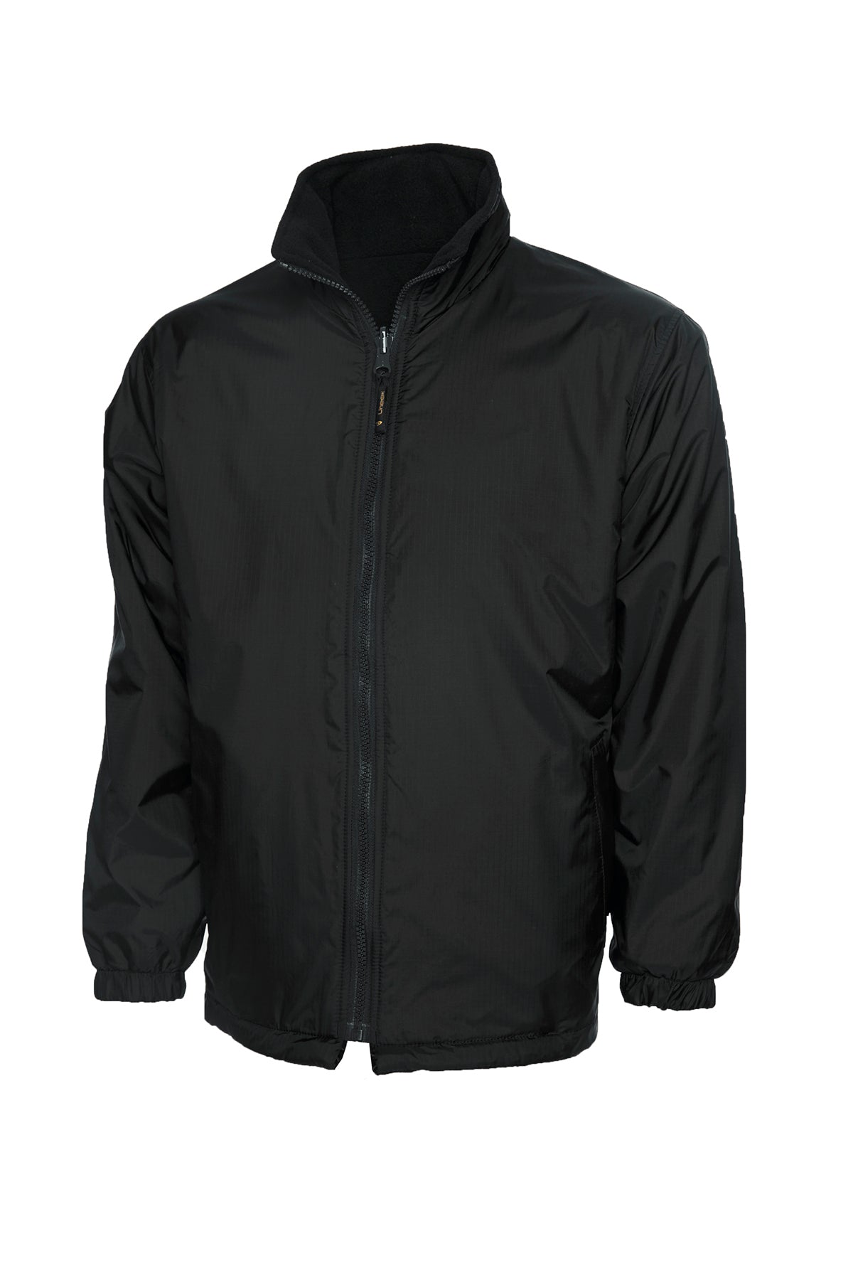 Uneek Childrens Reversible Fleece Jacket in Black, back view