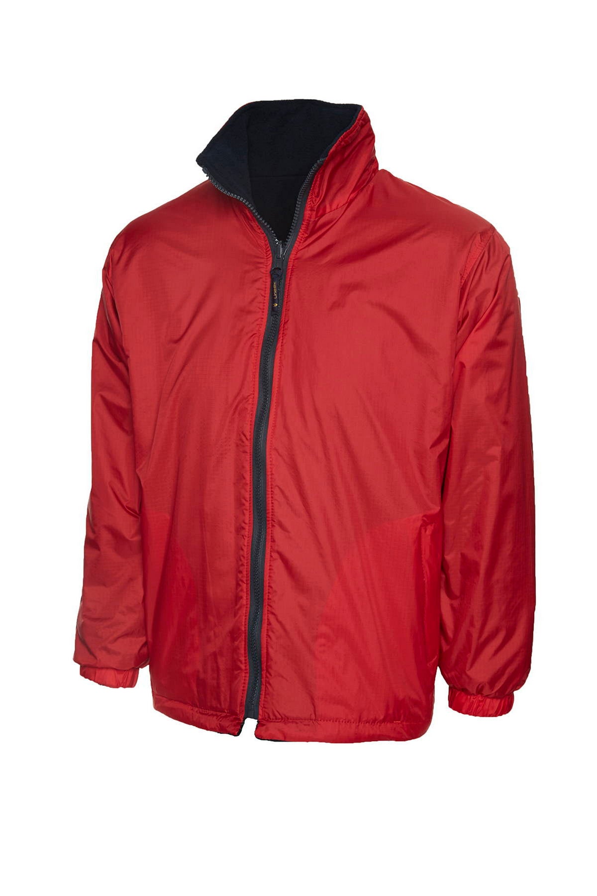 Uneek Childrens Reversible Fleece Jacket in Red/Navy