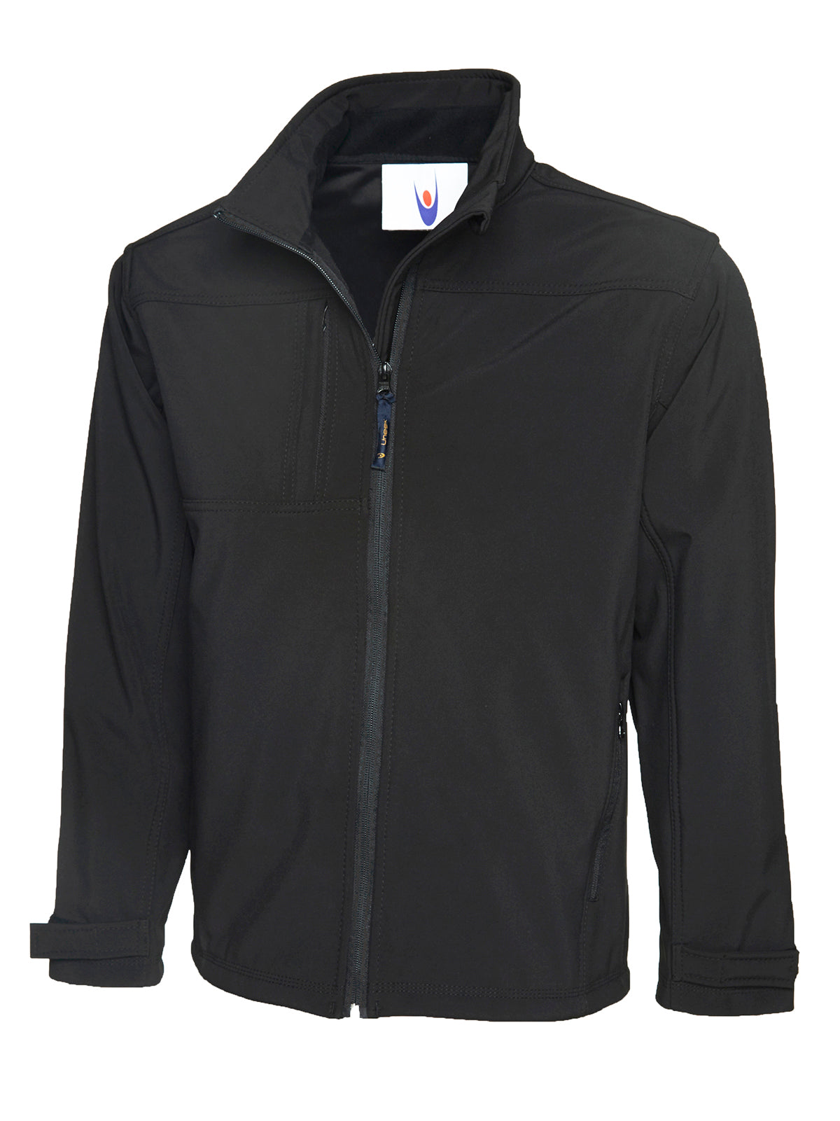 Uneek Deluxe Full Zip Soft Shell Jacket in Black, back view