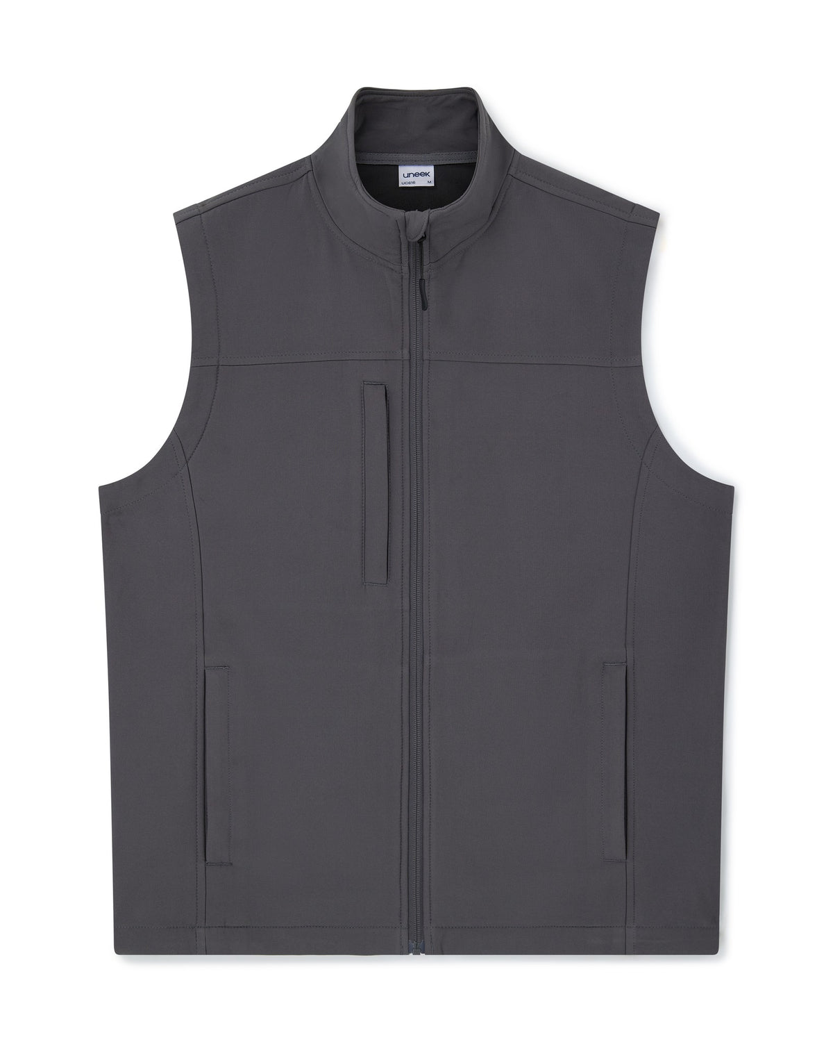 Uneek Premium Printable Softshell Gilet in Charcoal, front view