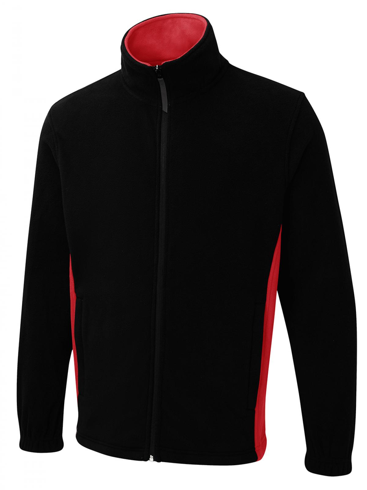 Uneek Two Tone Full Zip Fleece Jacket in Black/Red