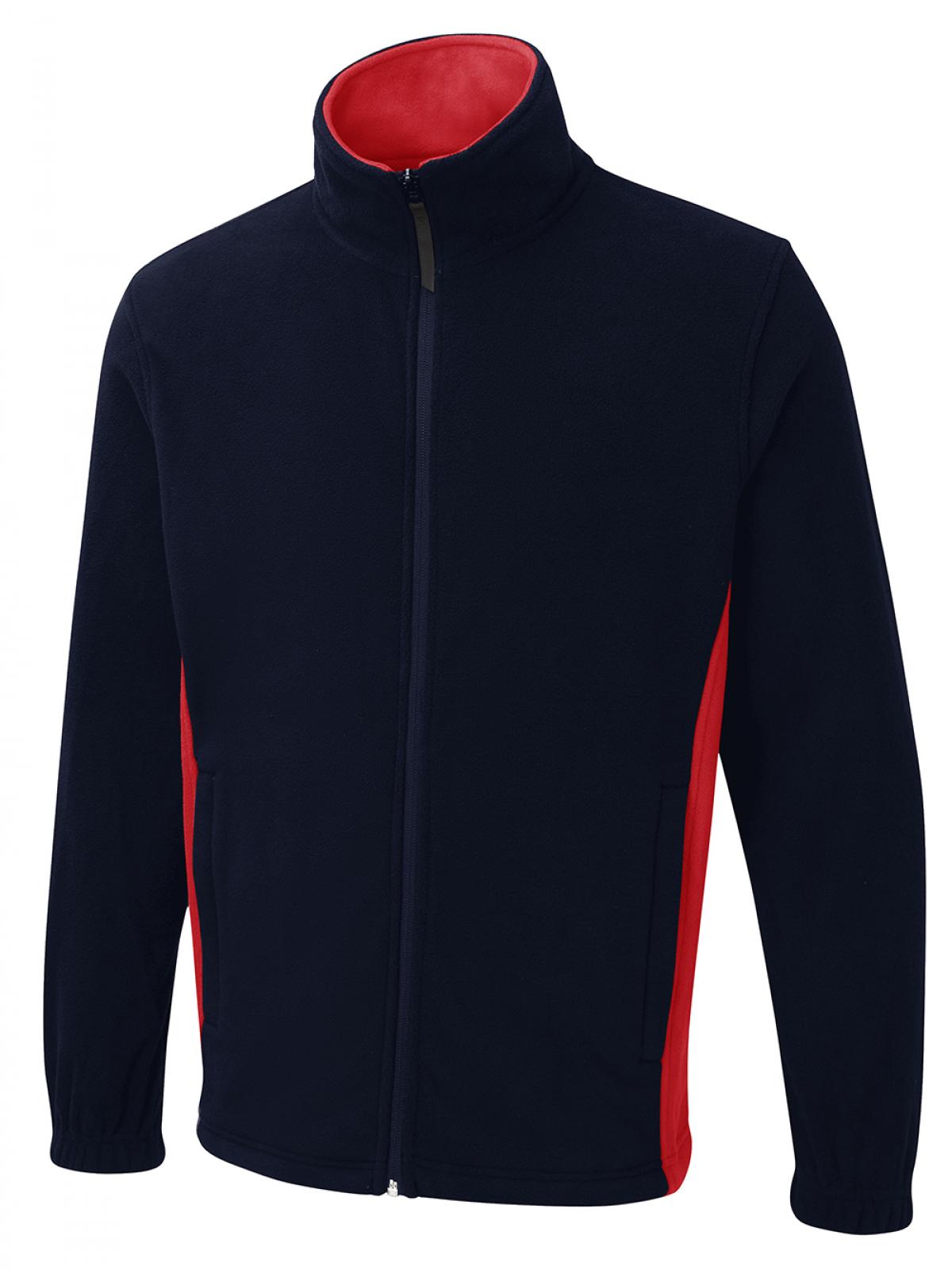 Uneek Two Tone Full Zip Fleece Jacket in Navy/Red