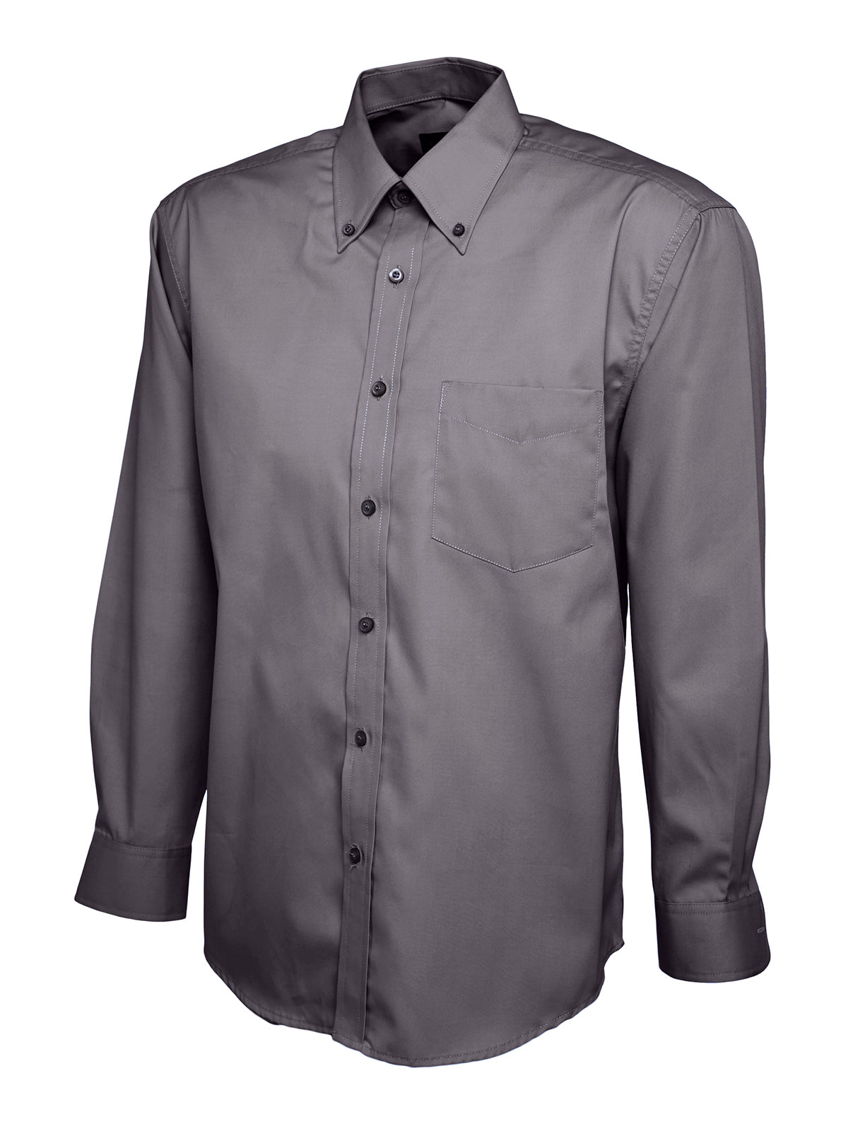 Uneek Mens Pinpoint Oxford Full Sleeve Shirt in Charcoal