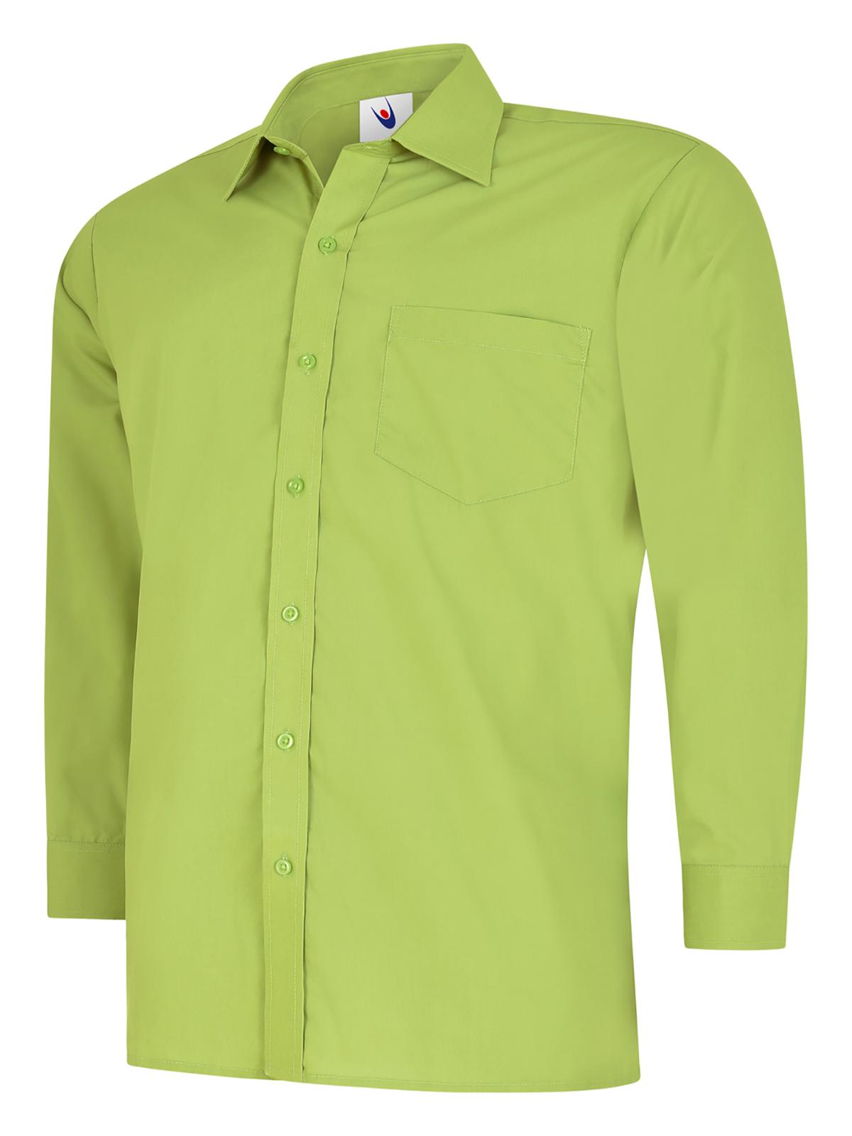 Uneek Mens Poplin Full Sleeve Shirt in Lime