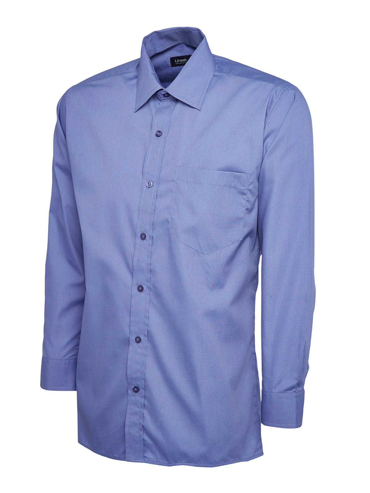 Uneek Mens Poplin Full Sleeve Shirt in Mid Blue