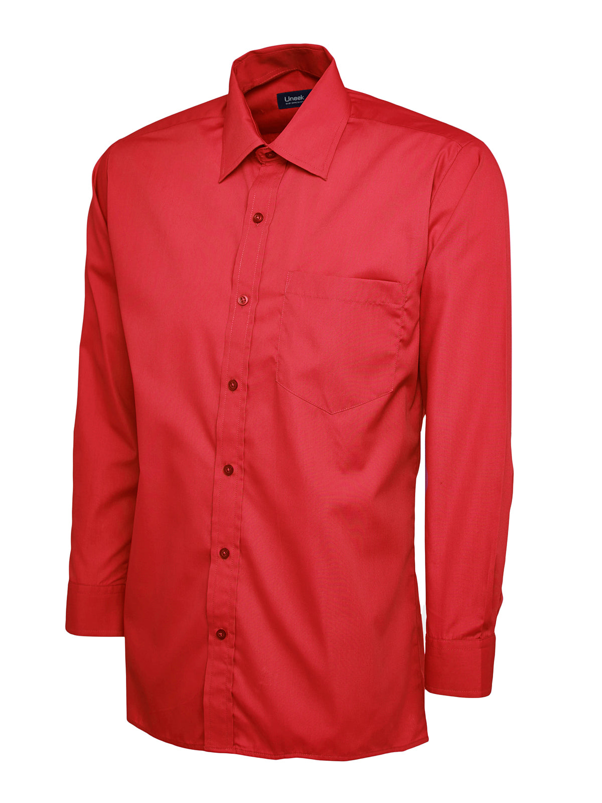 Uneek Mens Poplin Full Sleeve Shirt in Red