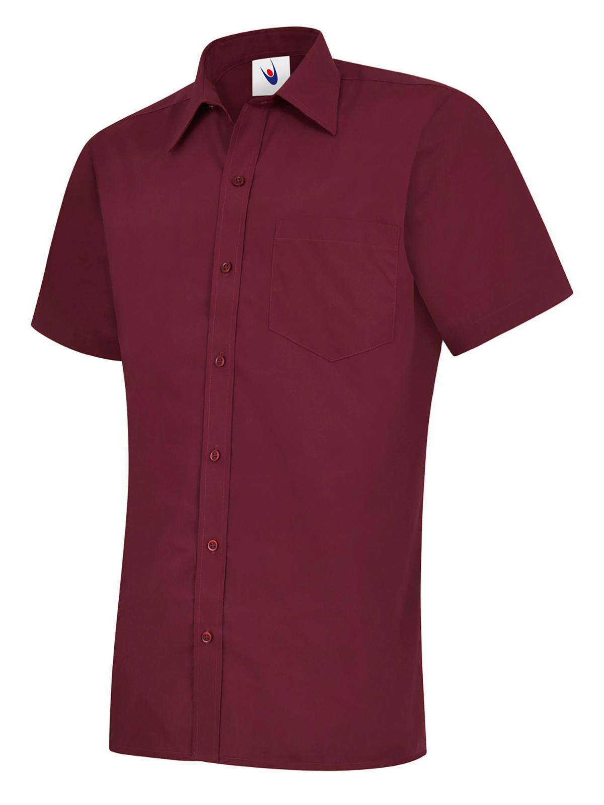 Uneek Mens Poplin Half Sleeve Shirt in Burgundy