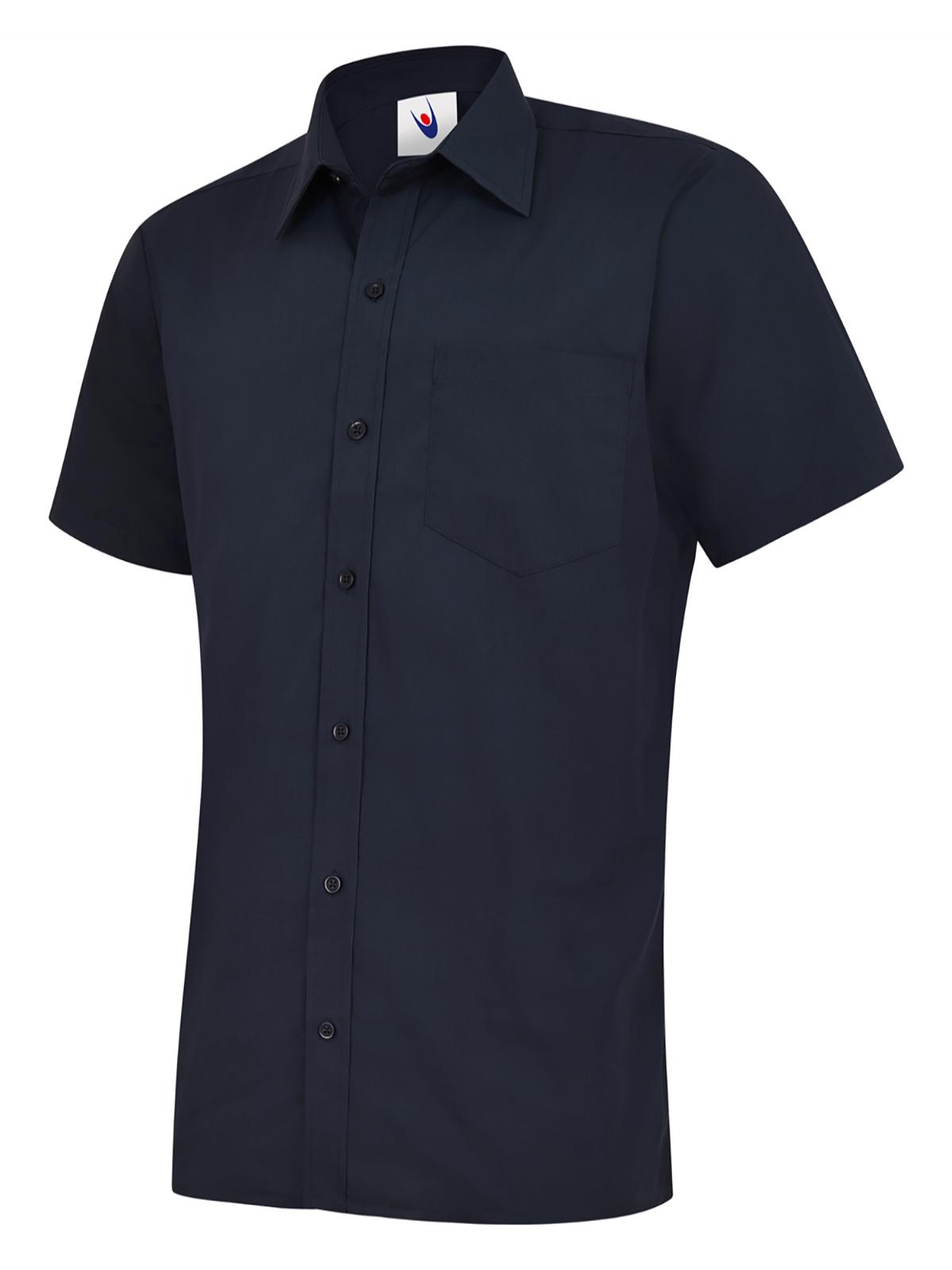 Uneek Mens Poplin Half Sleeve Shirt in Navy