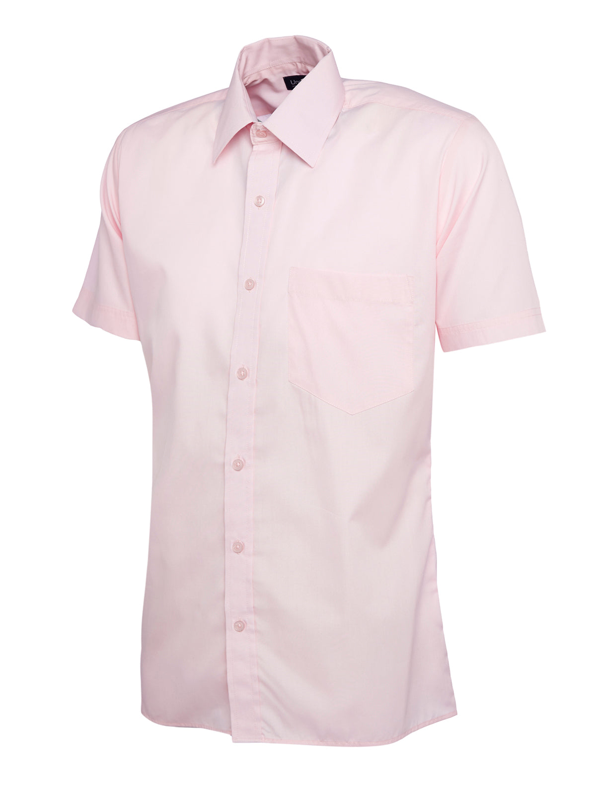 Uneek Mens Poplin Half Sleeve Shirt in Pink