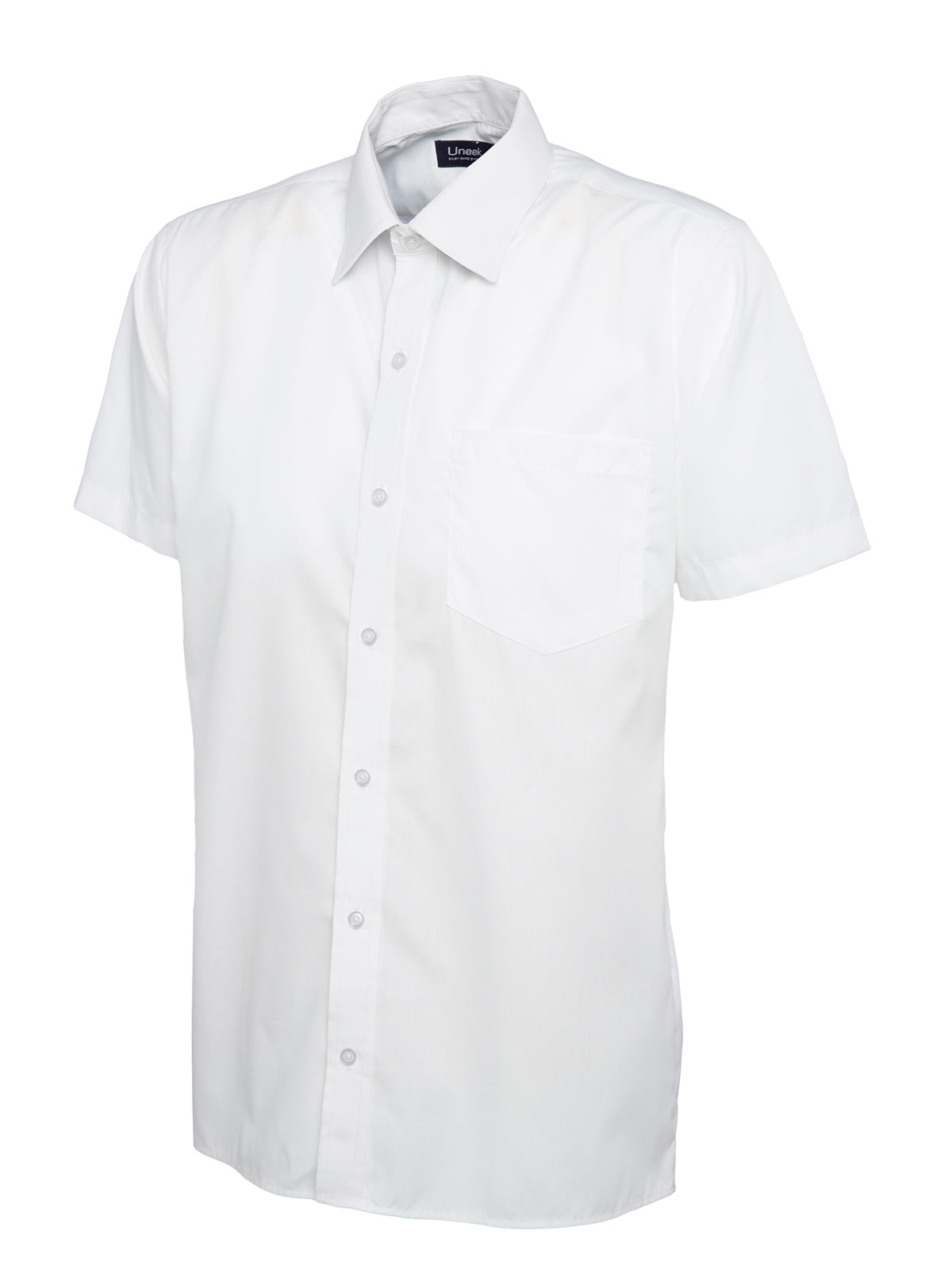 Uneek Mens Poplin Half Sleeve Shirt in White