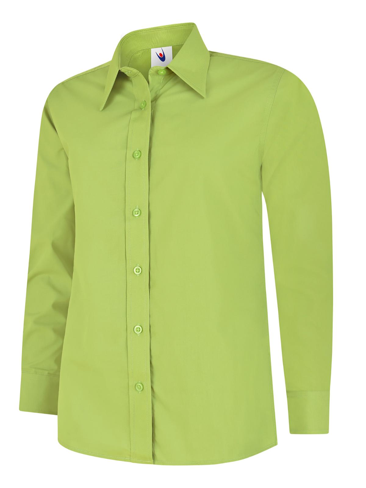 Uneek Ladies Poplin Full Sleeve Shirt in Lime