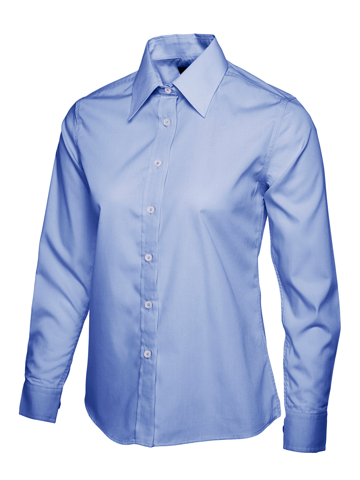 Uneek Ladies Poplin Full Sleeve Shirt in Mid Blue