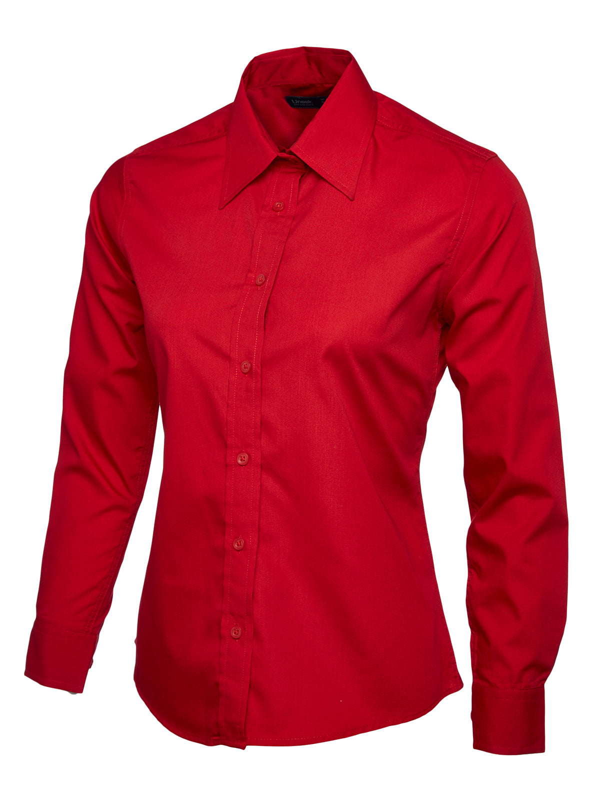 Uneek Ladies Poplin Full Sleeve Shirt in Red