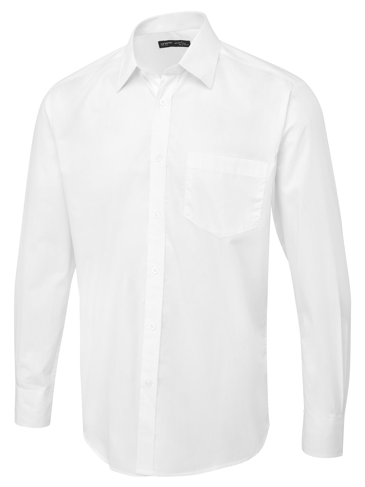 Uneek Men's Long Sleeve Poplin Shirt in White