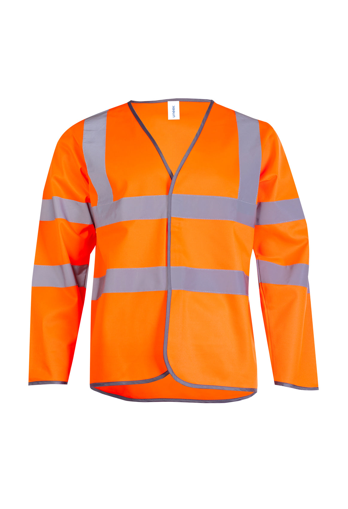 Uneek Long Sleeve Hi Vis Safety Waistcoat in Orange, front view