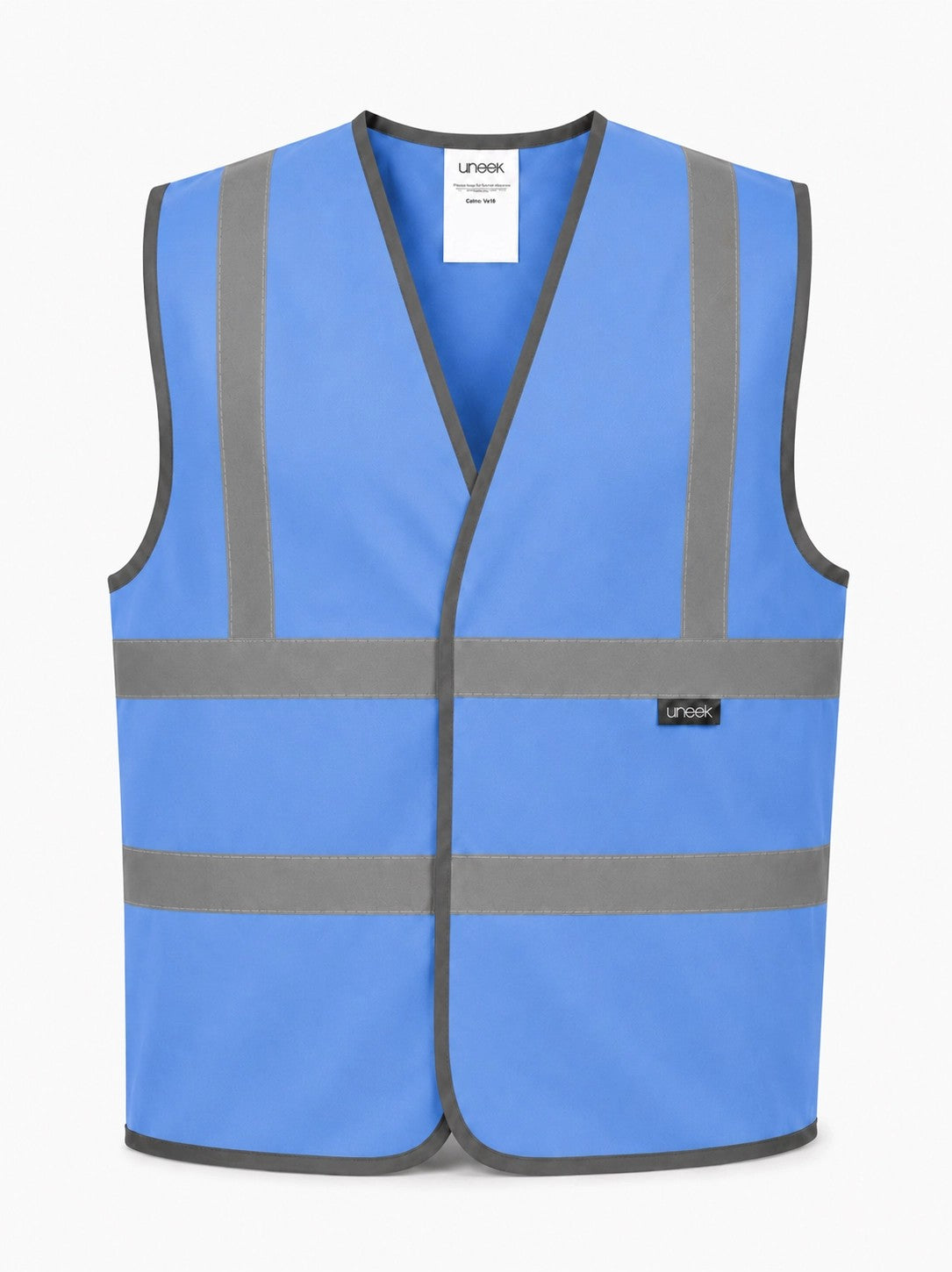 Uneek Childrens Hi Vis Waist Coat in Sky, front view