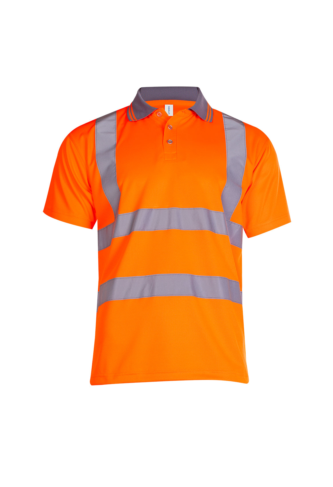 Uneek Hi Vis Short Sleeve Polo Shirt in Orange, front view