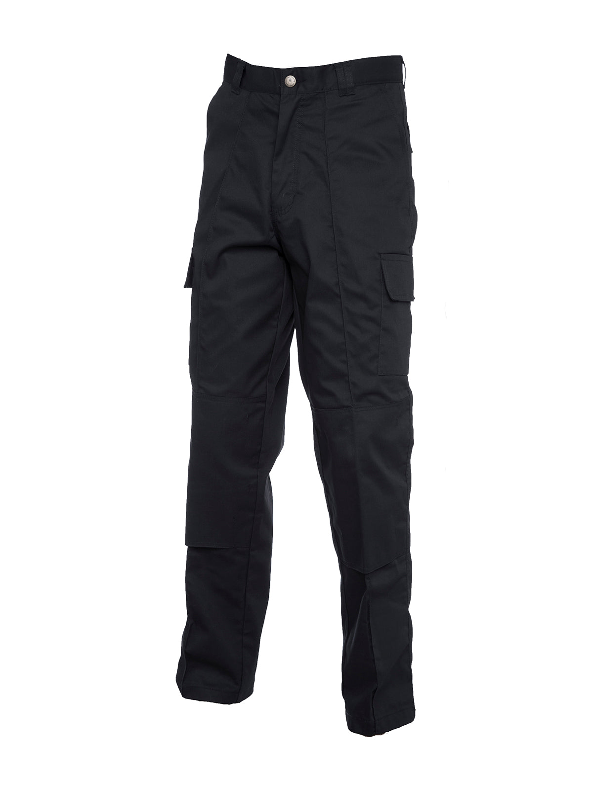 Uneek Cargo Trouser with Knee Pad Pockets Regular in Black, back view