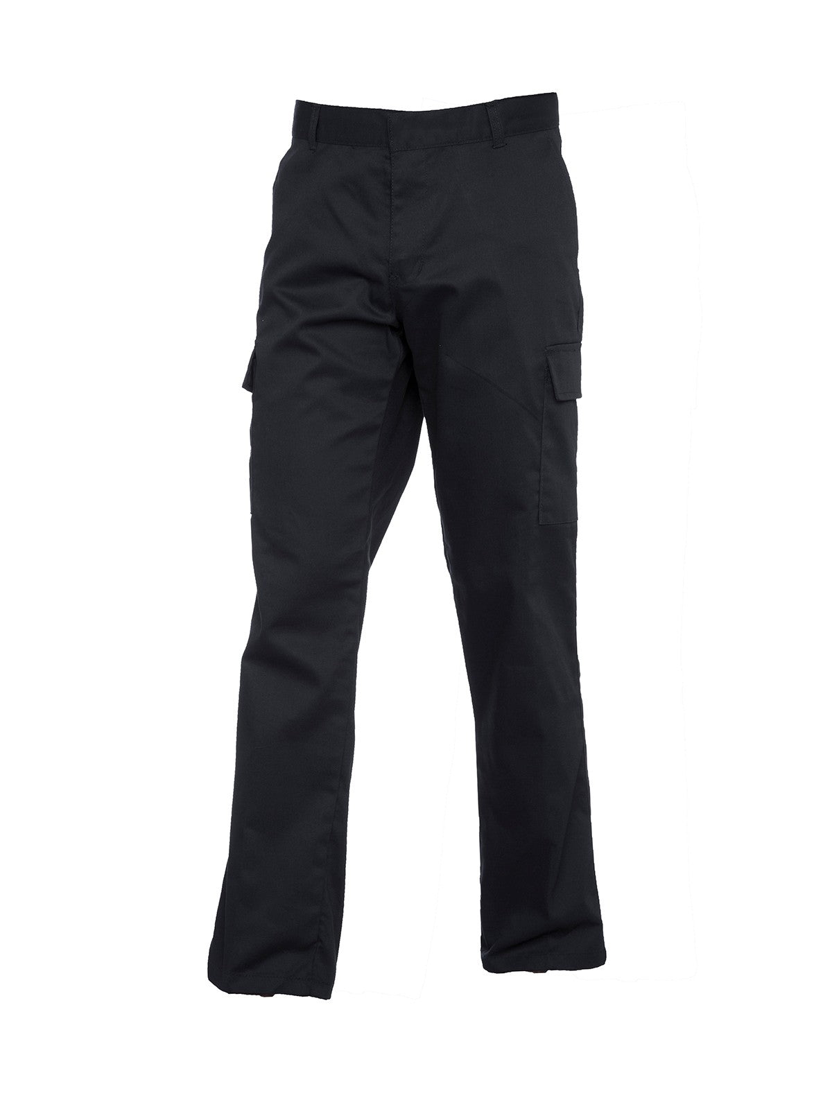 Uneek Ladies Cargo Trousers in Black, front view