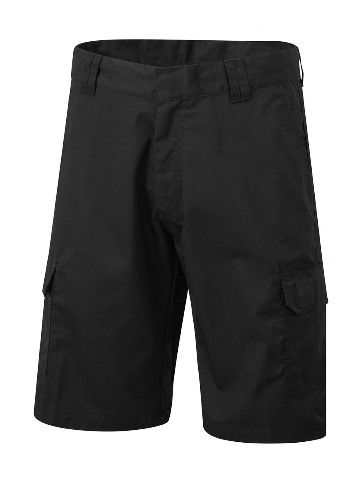 Uneek Mens Cargo Shorts in Black, back view