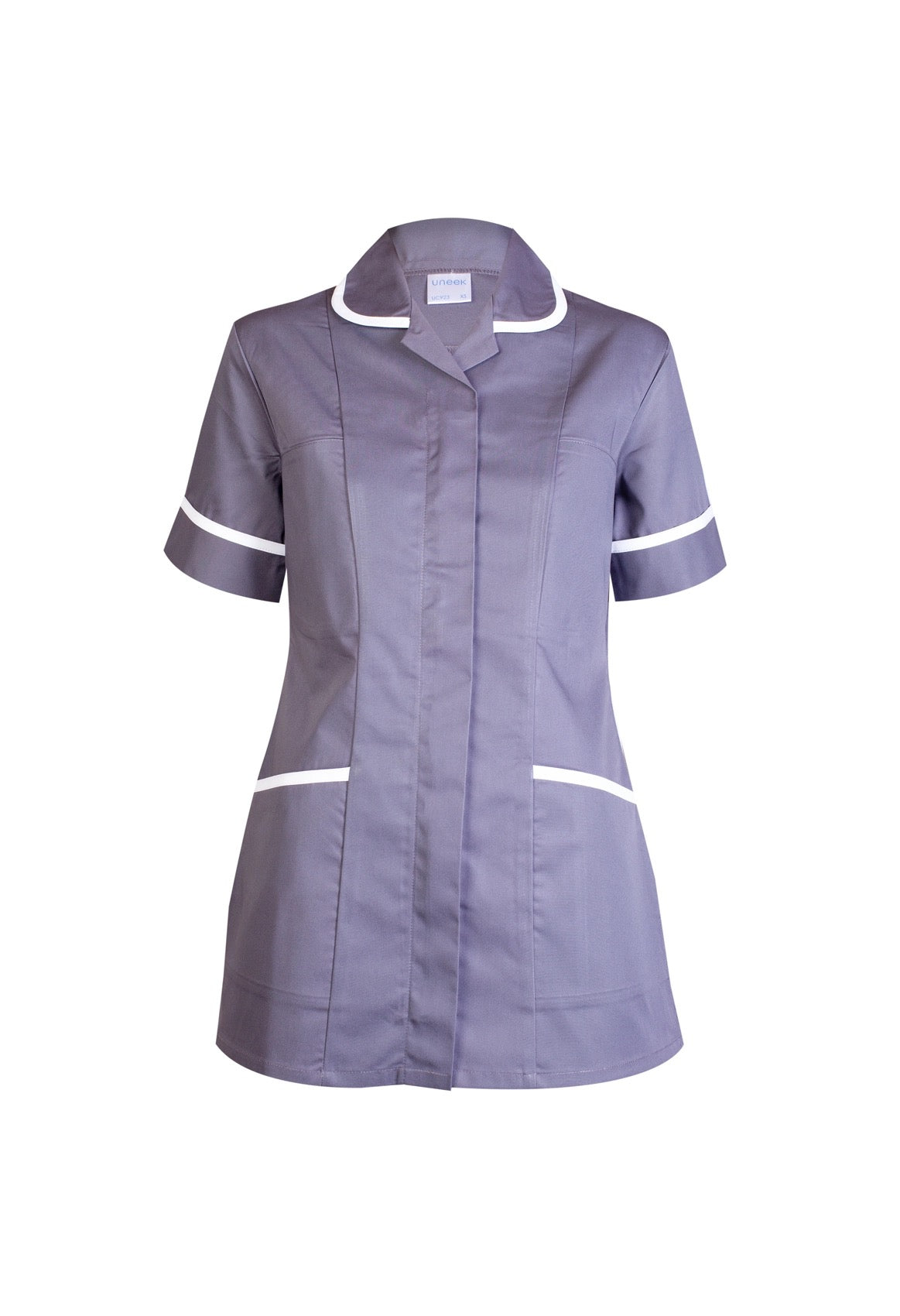 Uneek Ladies Heavyweight Tunic in Convoy Grey, front view