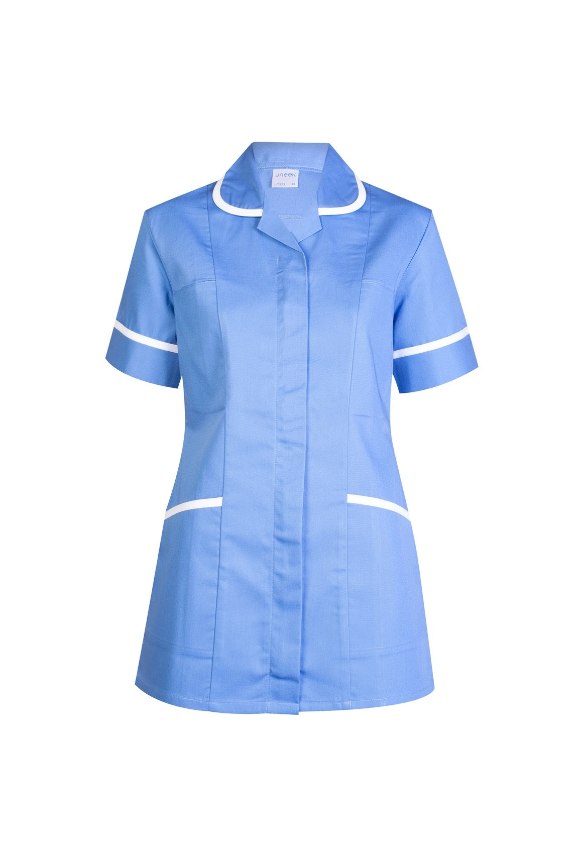 Uneek Ladies Heavyweight Tunic in Hospital Blue, front view