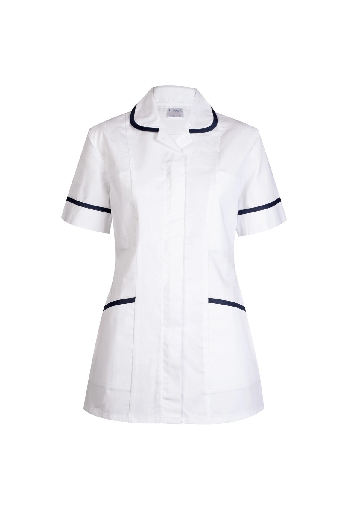 Uneek Ladies Heavyweight Tunic in White, front view