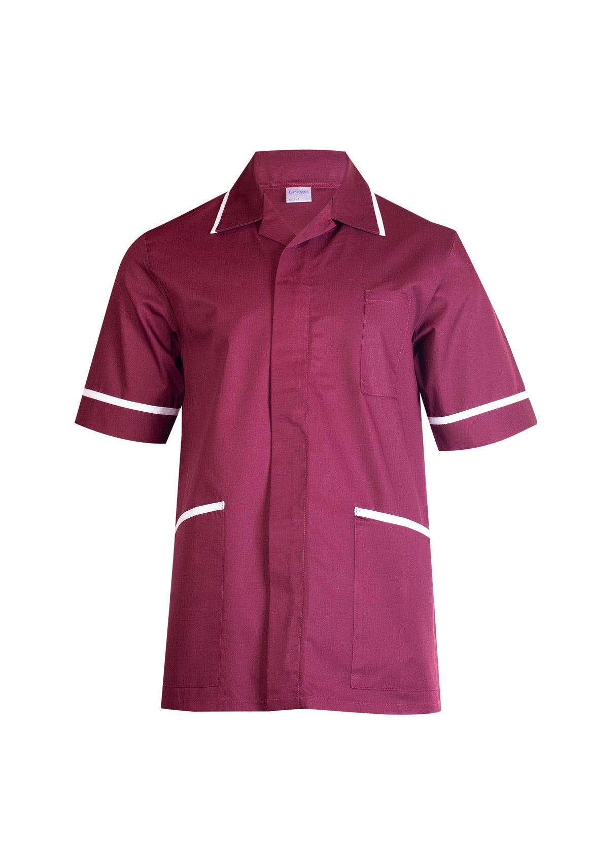 Uneek Mens Heavyweight Tunic in Maroon, front view