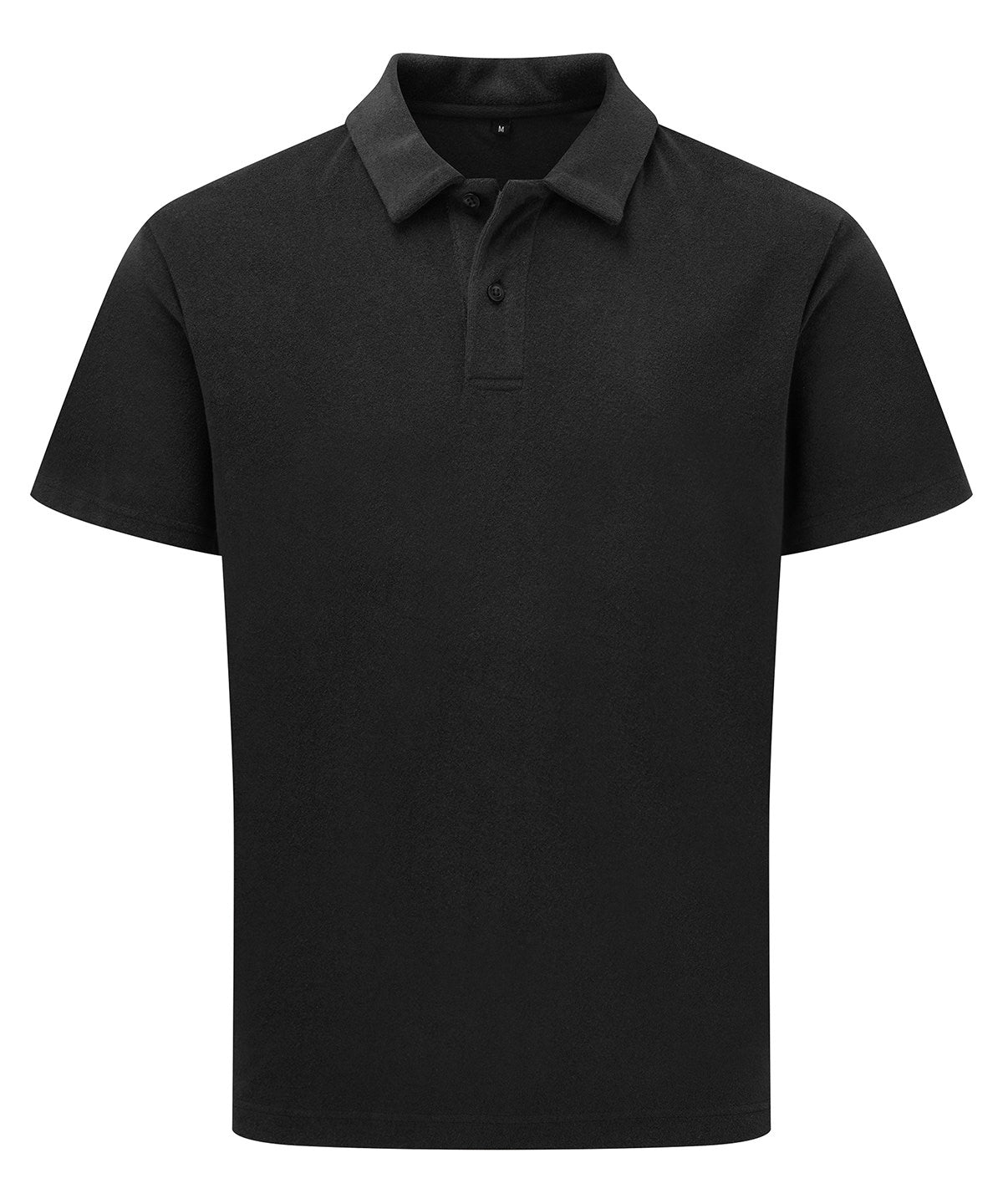 Wombat Men’s Terry polo in Black, front view