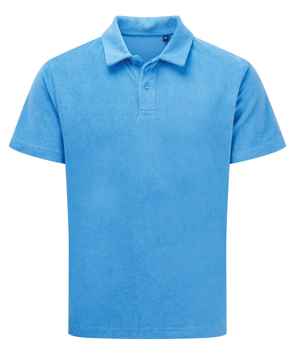 Wombat Men’s Terry polo in Sea Blue, front view