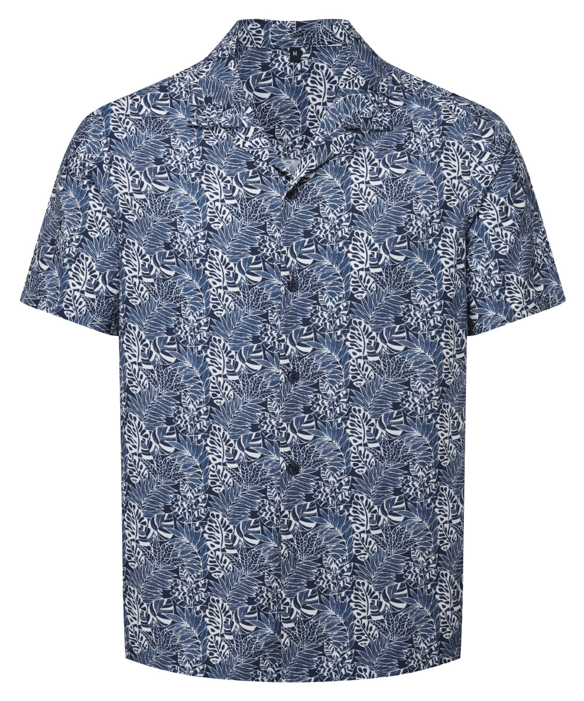 Wombat Men's shirt in White/Navy Leaf, front view