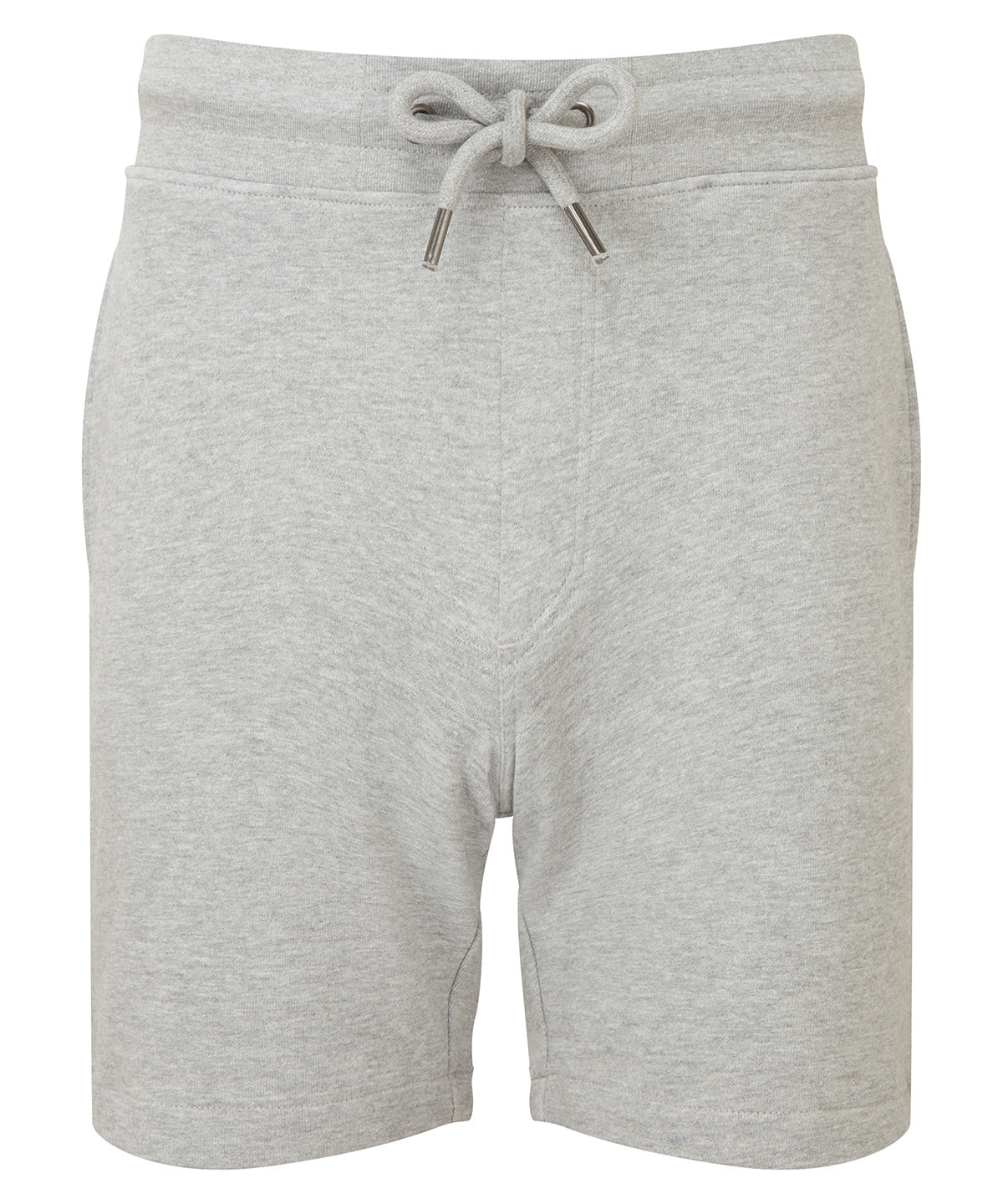 Wombat Men’s Recycled Jersey shorts in Heather Grey Melange, front view