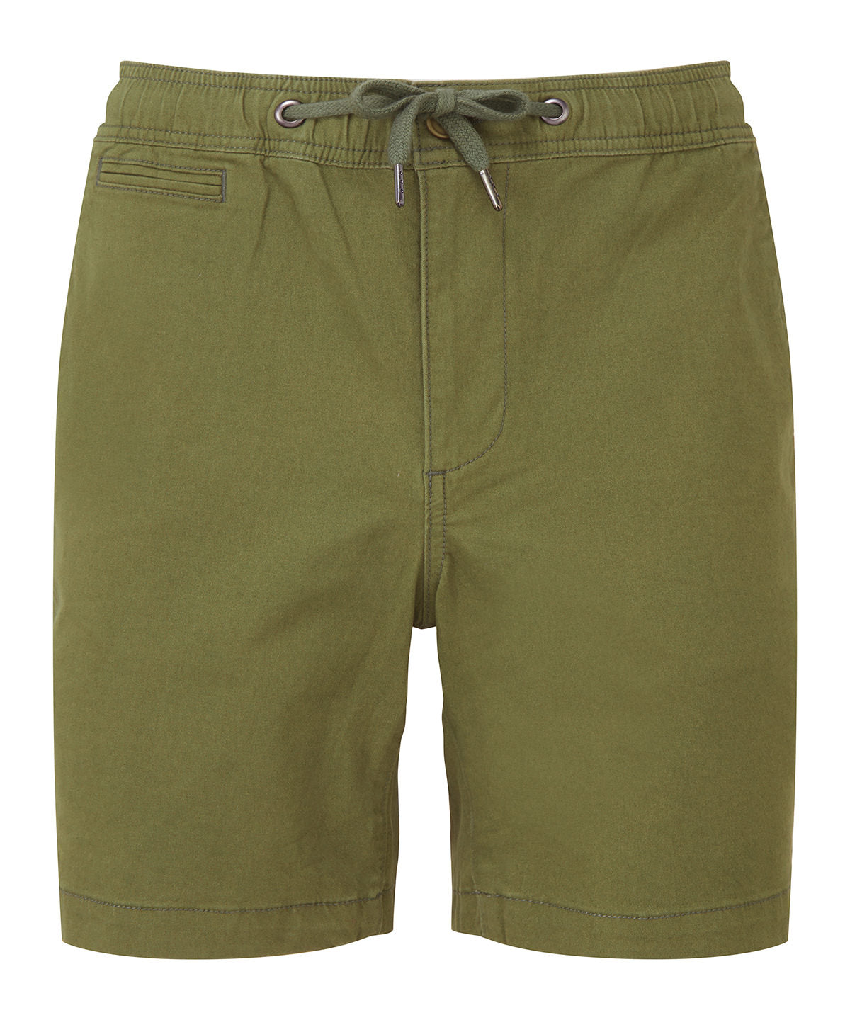 Wombat Men’s drawstring chino shorts in Olive, front view