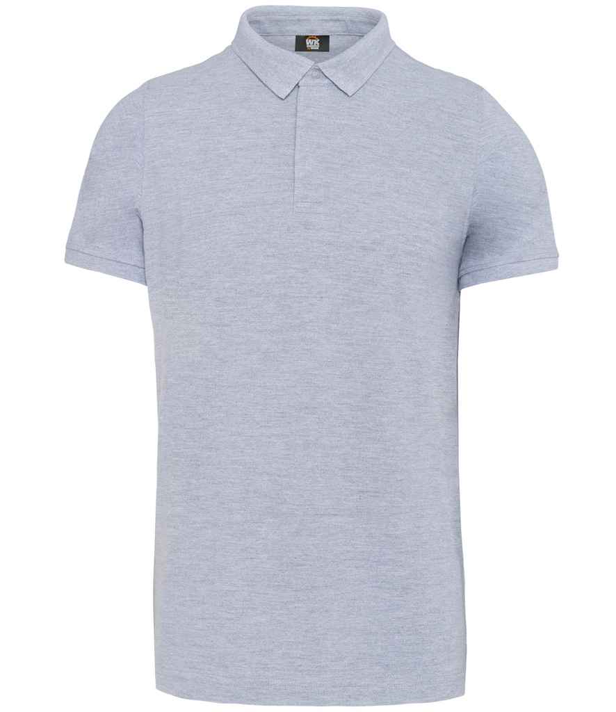 WK Designed To Work Stud Piqué Polo Shirt in Oxford Grey, front view