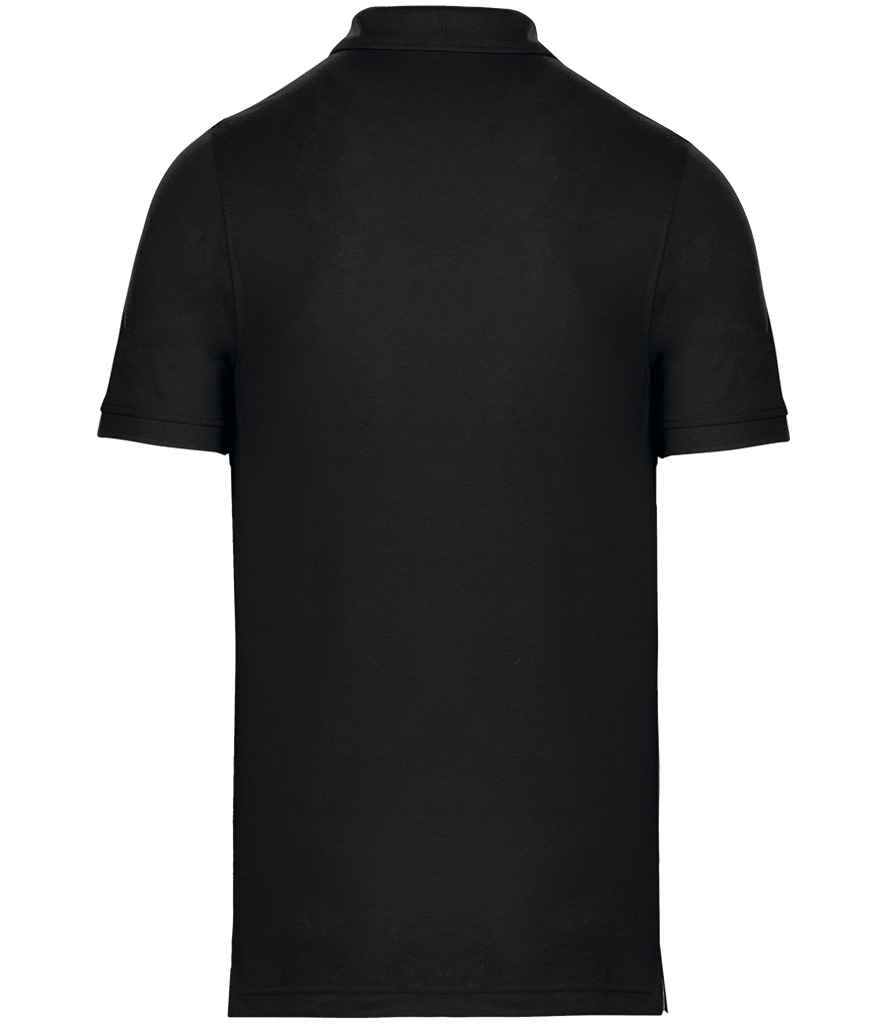WK Designed To Work Anti-Bacterial Piqué Polo Shirt in Black, back view