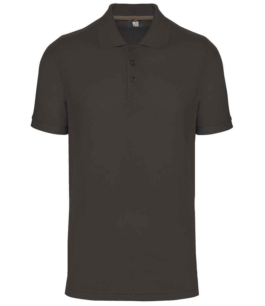 WK Designed To Work Anti-Bacterial Piqué Polo Shirt in Dark Grey, front view