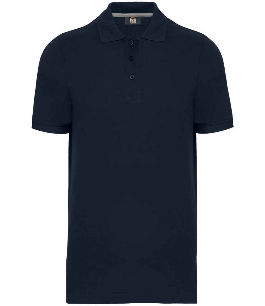 WK Designed To Work Anti-Bacterial Piqué Polo Shirt in Navy, front view