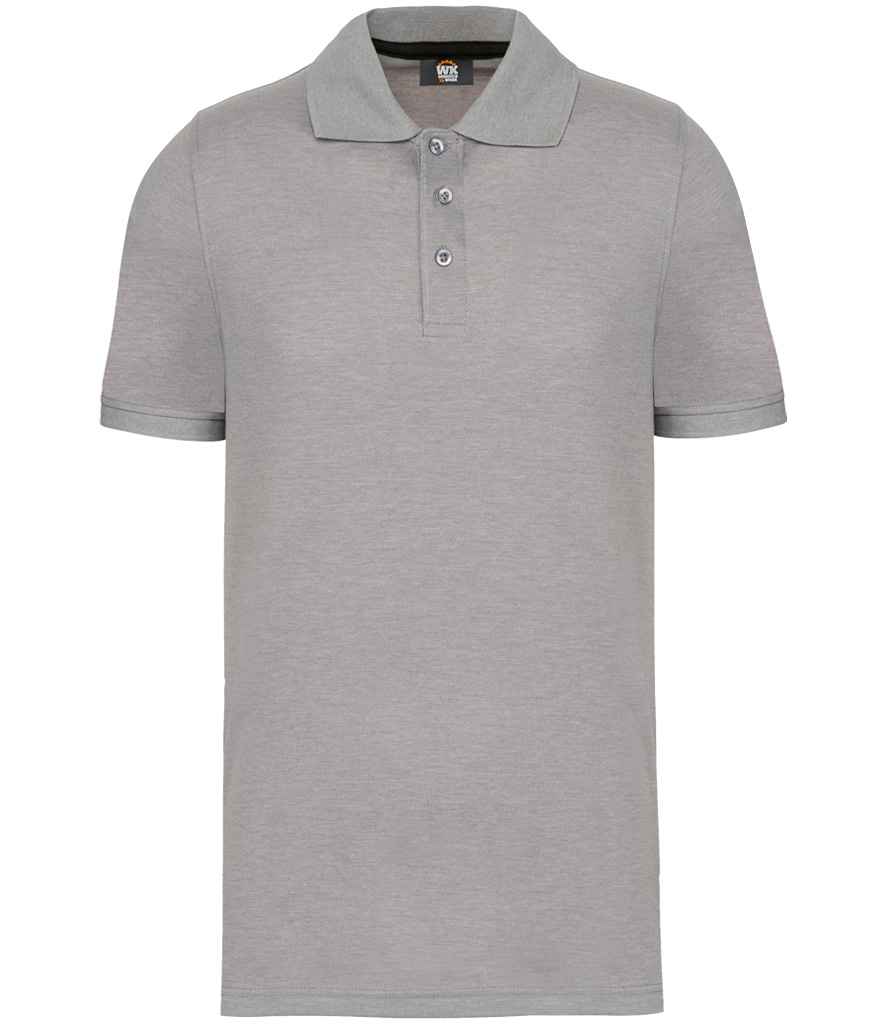 WK Designed To Work Anti-Bacterial Piqué Polo Shirt in Oxford Grey, front view